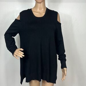 ❤️Last Chance Alcee Black Long Sleeve Cold Shoulder Hi-Low Tunic Top Size M
